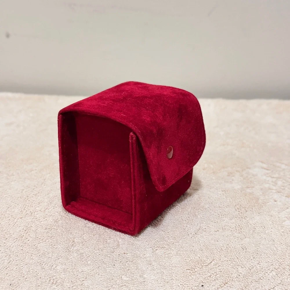 Cartier Red Velvet Jewelry Travel Pouch Snap Closure Storage Case Empty